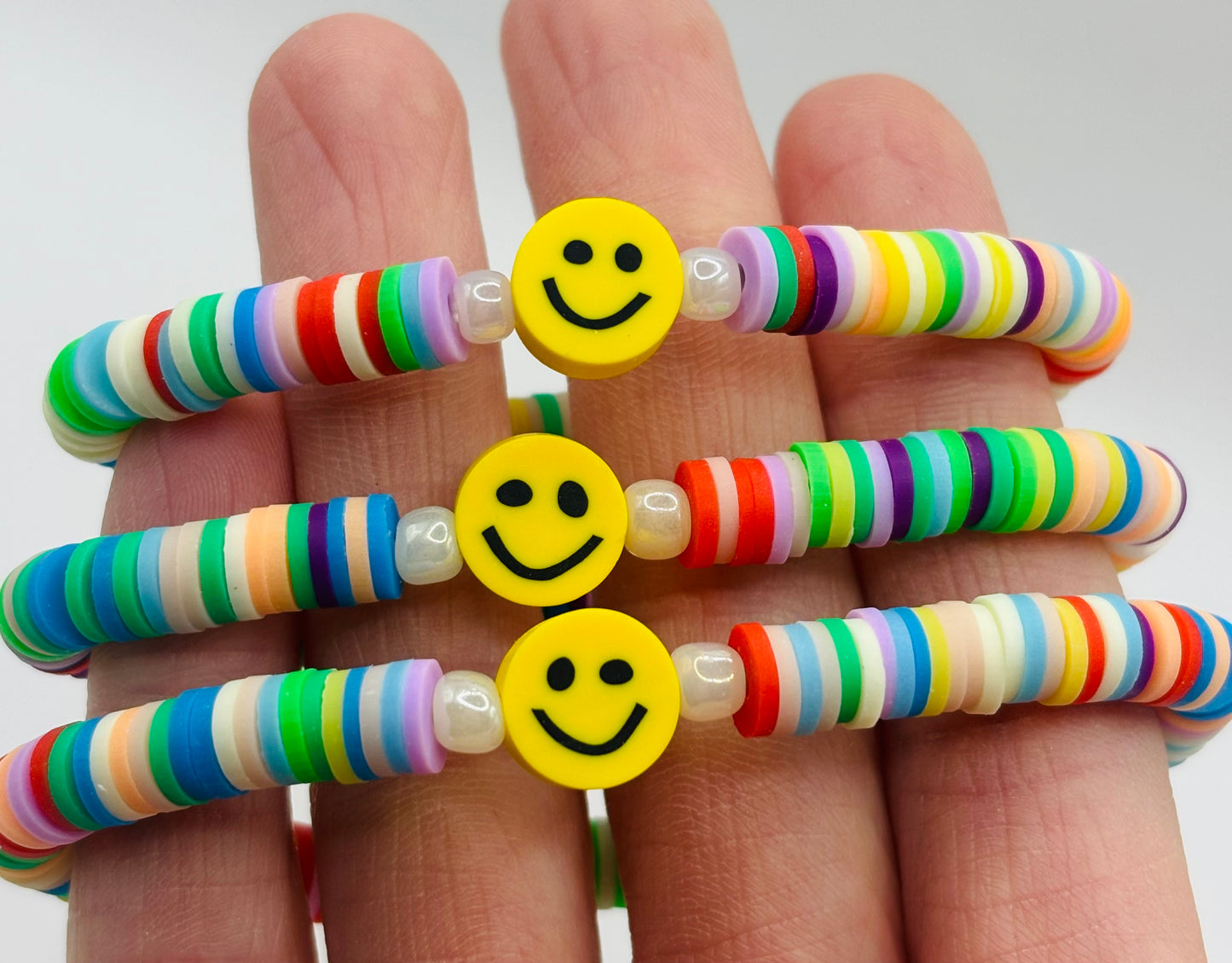 “Rainbow Heishi Smiley” Bracelet Single