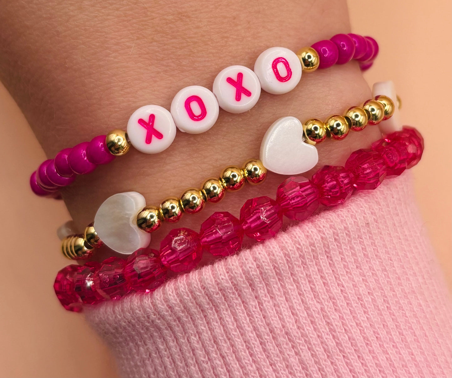 “Pink XOXO” Bracelet Stack