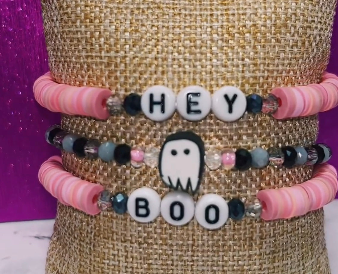 "Hey Boo" Bracelet stack