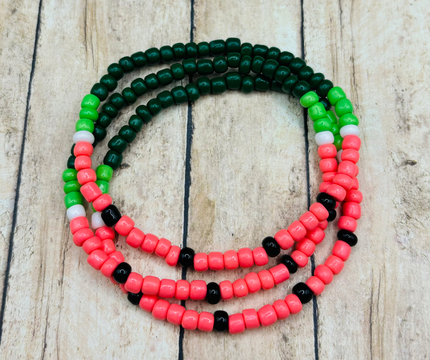 “Watermelon” Seed Bead Bracelet Stack