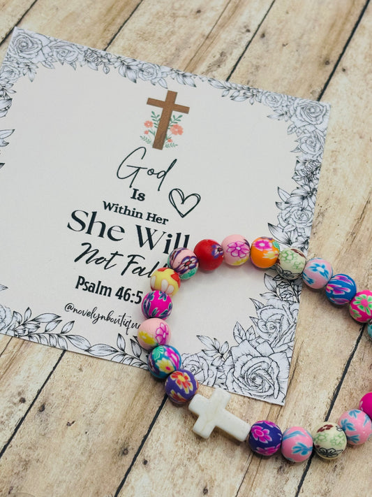 “God is within her” Bracelet single with card