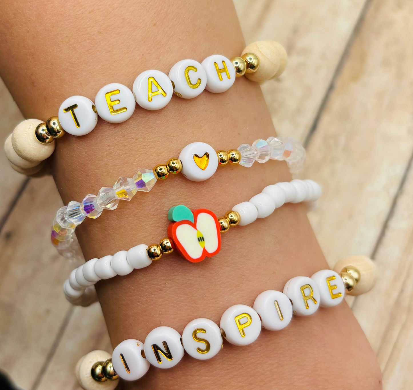 “Teach, Inspire” Bracelet stack