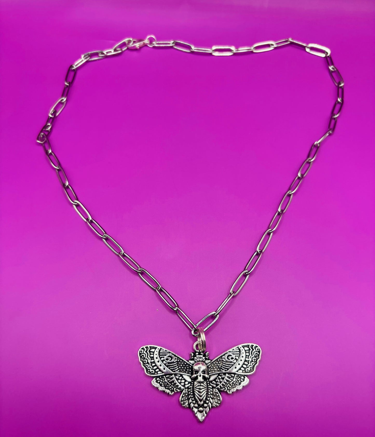 “Death Moth” Silver Charm necklace