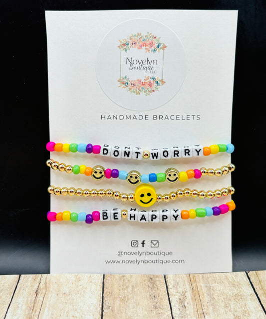 “Don’t Worry, Be Happy” Bracelet Stack