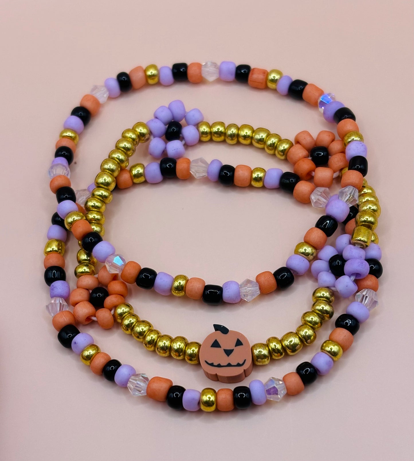 “Groovy Flower/Pumpkin” Bracelet stack