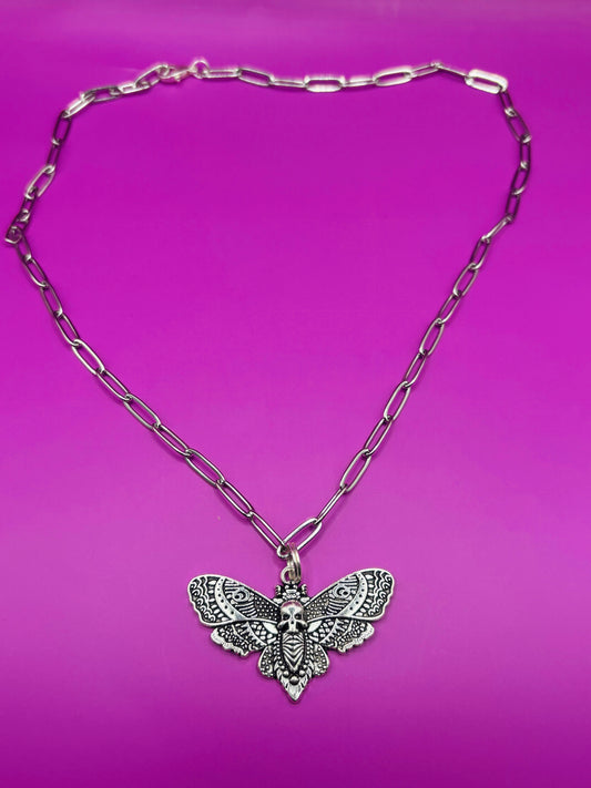 “Death Moth” Silver Charm necklace