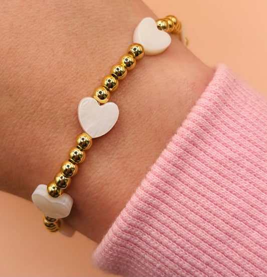 “Ivory Heart Gold” Bracelet single