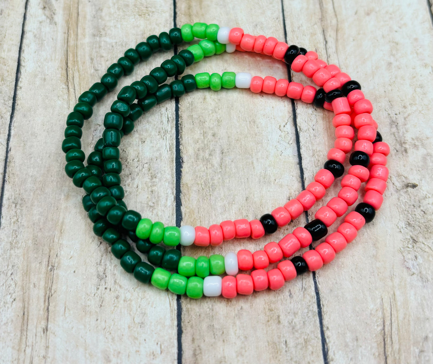 “Watermelon” Seed Bead Bracelet Stack