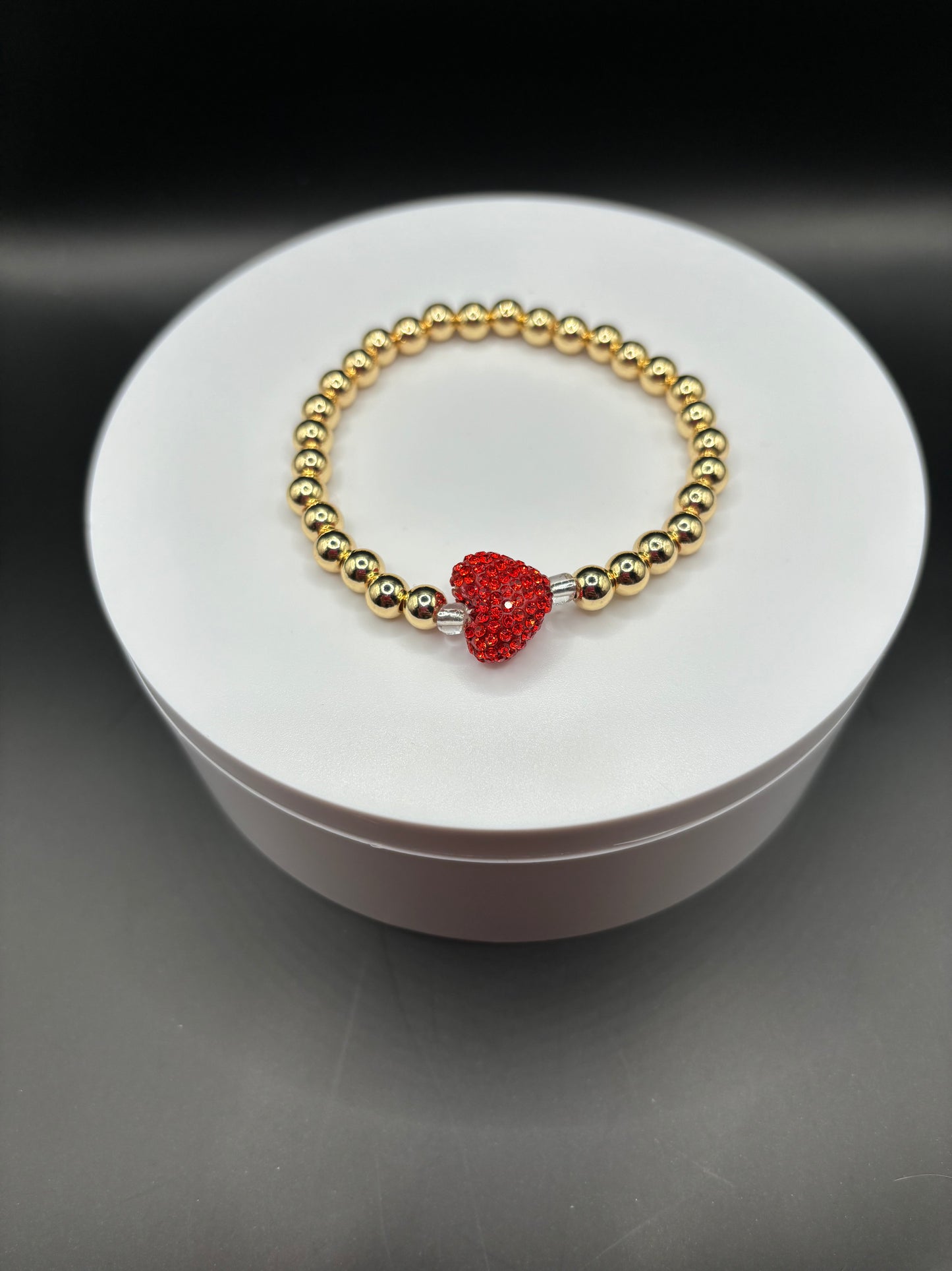 “Red Rhinestone Heart” Bracelet Single