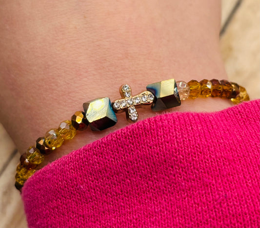 “Rhinestone Cross” Bracelet single