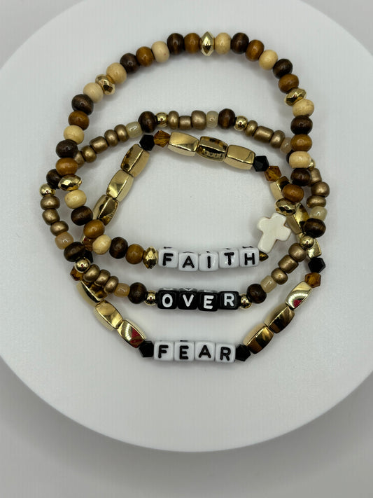 “Faith over Fear” Bracelet Stack