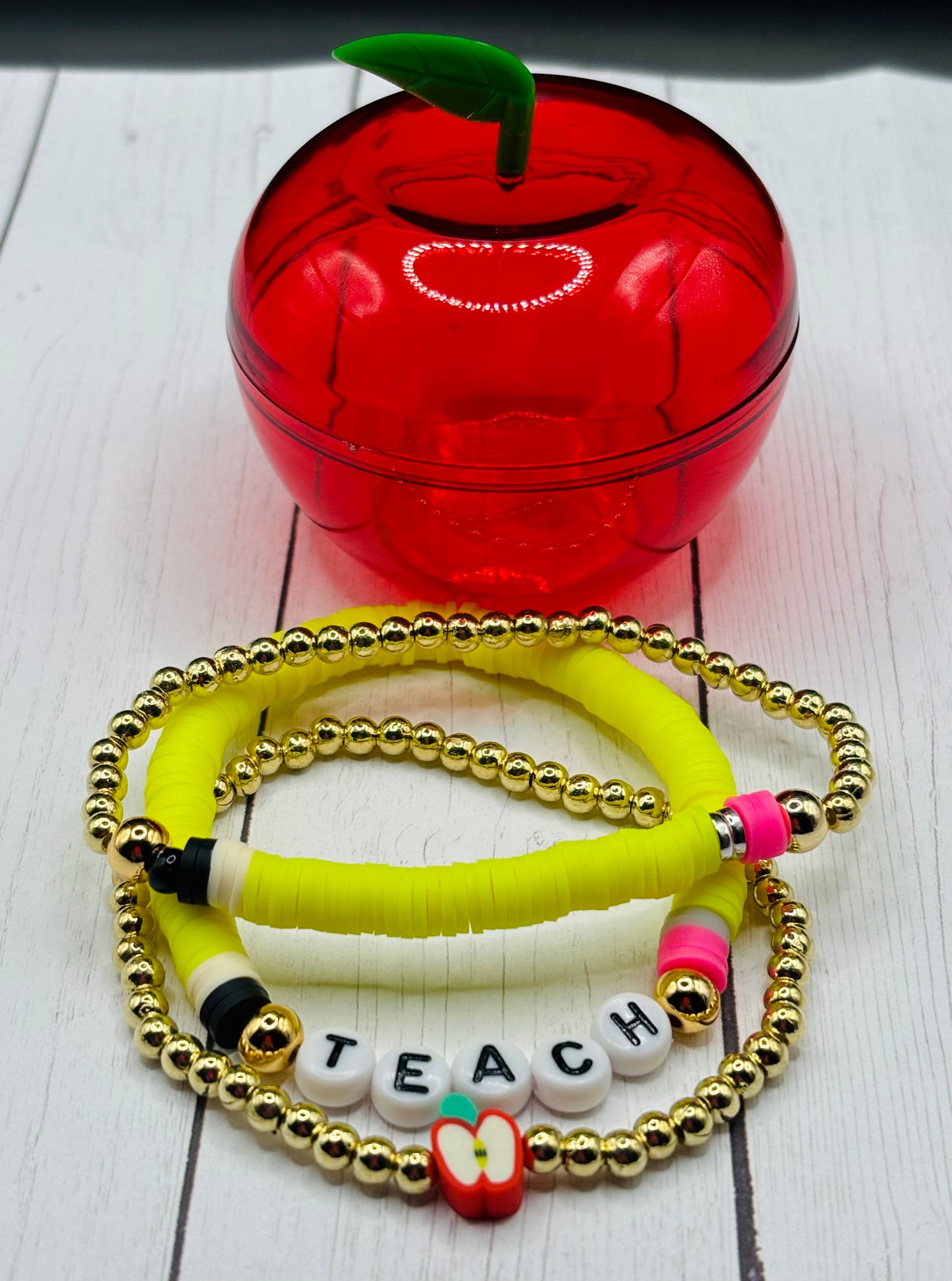 "Teach" Bracelet stack