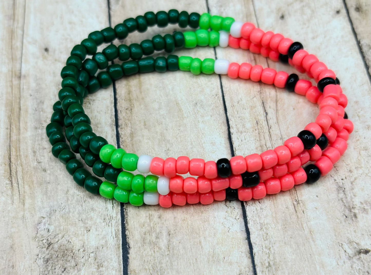 “Watermelon” Seed Bead Bracelet Stack