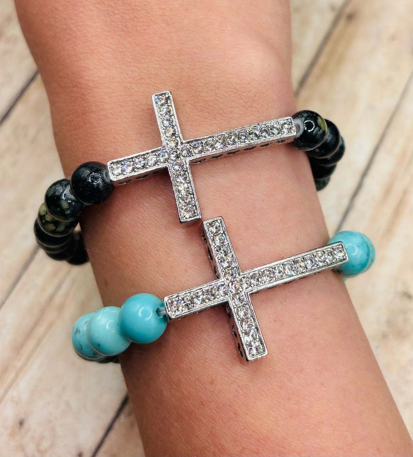 “Rhinestone Cross” Bracelet Single