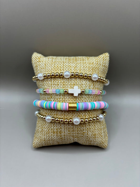 "Pastel Cross" Bracelet Stack